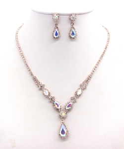 Rhinestone Necklace with Earrings  NB300608 RGAB